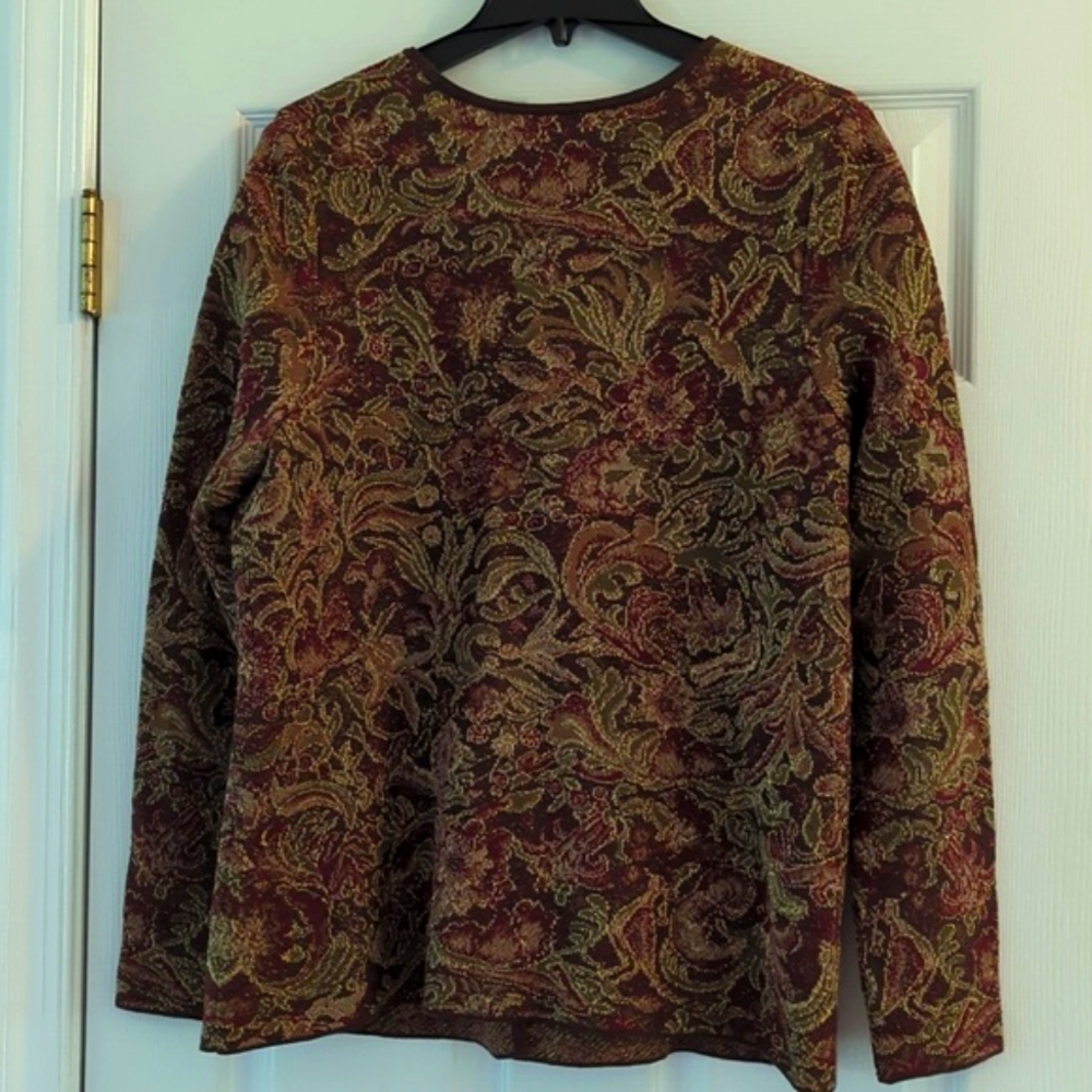 Peruvian Connection Brown Floral Cotton Cardigan - Picture 3 of 6